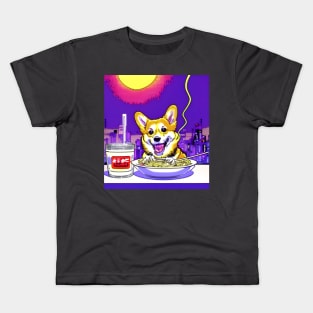 Corgi Comiendo Ramen Kids T-Shirt